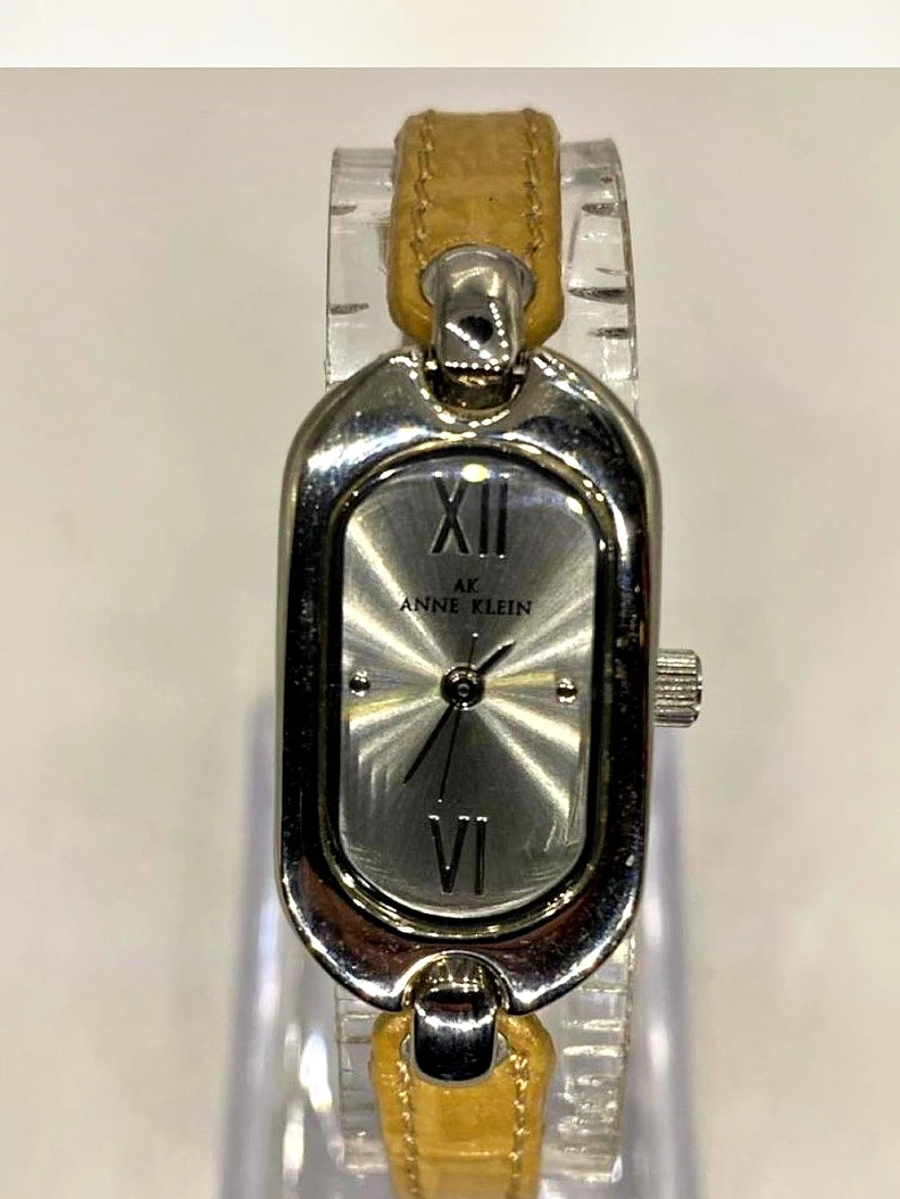 *** Anne Klein  ^^ Women's Silver-Tone Watch /  Tan Strap ^^^